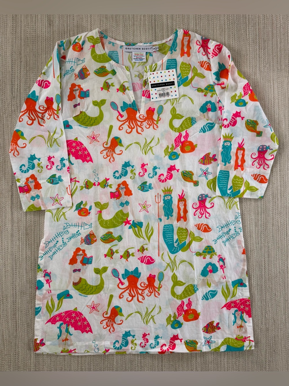 Gretchen Scott Mommy And‎ Me Tunic cotton beach cover up mermaid print women’s S